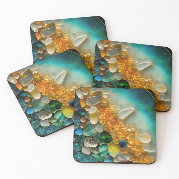 Item preview, Pointillism seaglass golden streams abstract designed and sold by Piotrek0001.