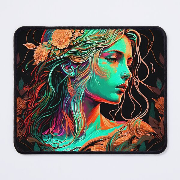Item preview, Art nouveau inspired beautiful woman in neon designed and sold by ZvekiVintage.