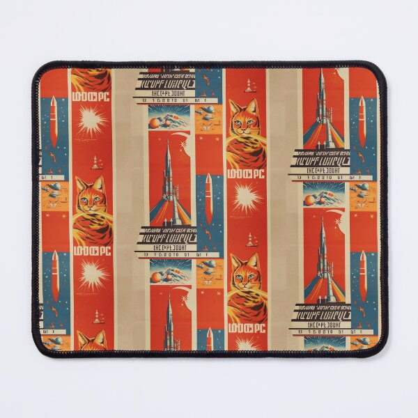 Item preview, Cat Space Program Propaganda Tiled Artwork #2 designed and sold by ArcStormDesigns.
