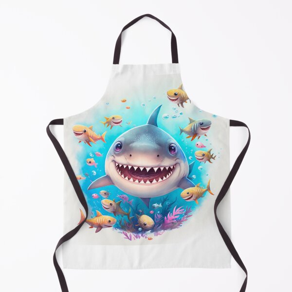 Item preview, Cute Smiling Baby Shark Undersea Watercolor Image digital print decor designed and sold by adlydesigns.