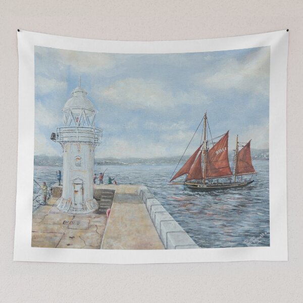 Item preview, BRIXHAM SAILING TRAWLER PILGRIM APPROACHING BRIXHAM BREAKWATER LIGHTHOUSE  designed and sold by Mackenzie Moulton International Artist .