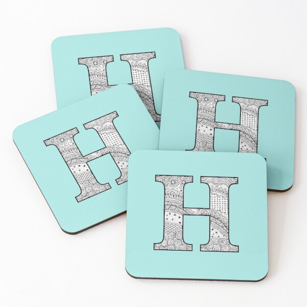Item preview, H - Initial, monogram. From hand drawn Zentangle doodle design designed and sold by Sideofthehill.