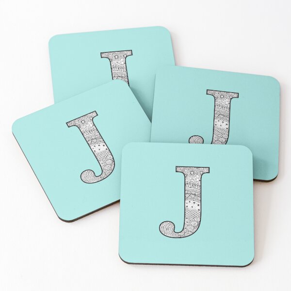 Item preview, J - Initial, monogram. From hand drawn Zentangle doodle design designed and sold by Sideofthehill.