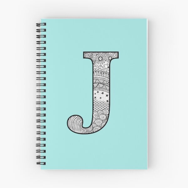 Item preview, J - Initial, monogram. From hand drawn Zentangle doodle design designed and sold by Sideofthehill.
