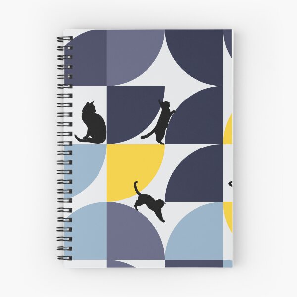 Item preview, Cat With Geometric Art White Navy Yellow designed and sold by katzteeshop.