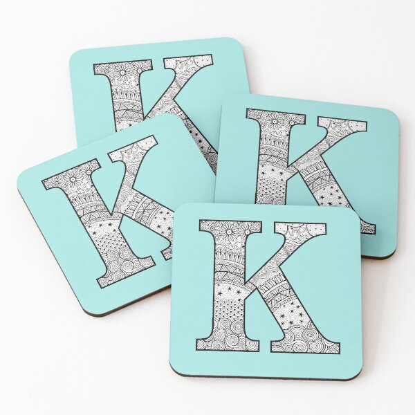 Item preview, K - Initial, monogram. From hand drawn Zentangle doodle design designed and sold by Sideofthehill.