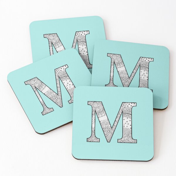 Item preview, M - Initial, monogram. From hand drawn Zentangle doodle design designed and sold by Sideofthehill.