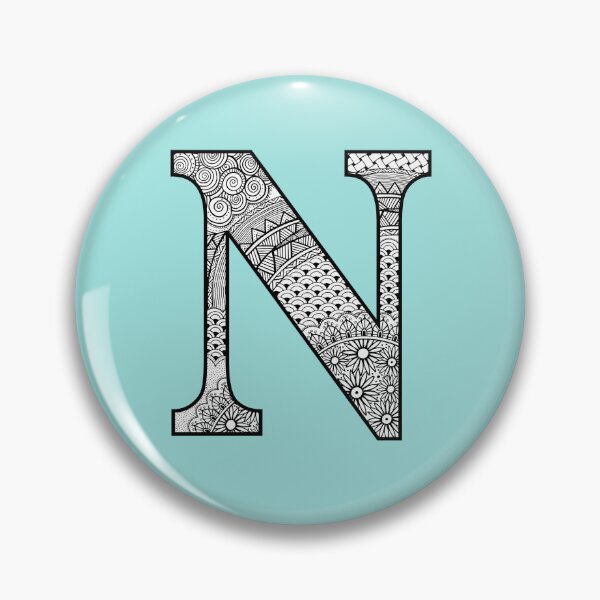 Item preview, N - Initial, monogram. From hand drawn Zentangle doodle design designed and sold by Sideofthehill.