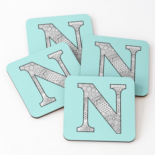 Item preview, N - Initial, monogram. From hand drawn Zentangle doodle design designed and sold by Sideofthehill.
