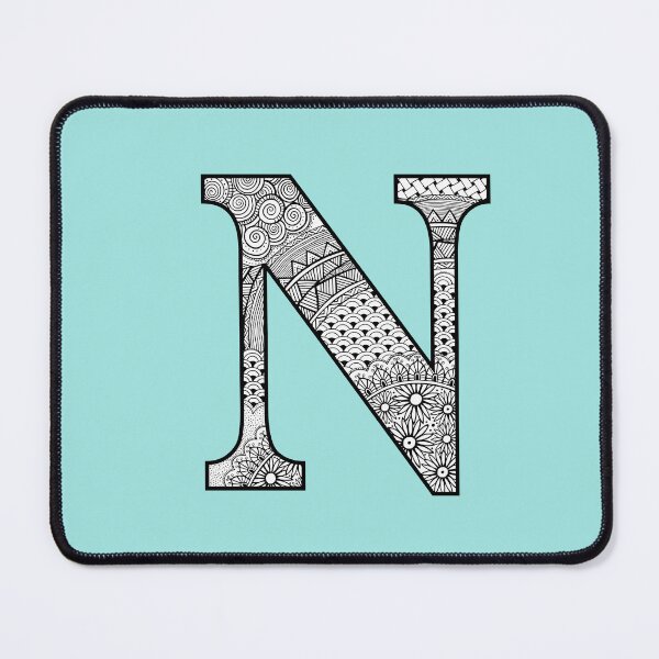Item preview, N - Initial, monogram. From hand drawn Zentangle doodle design designed and sold by Sideofthehill.