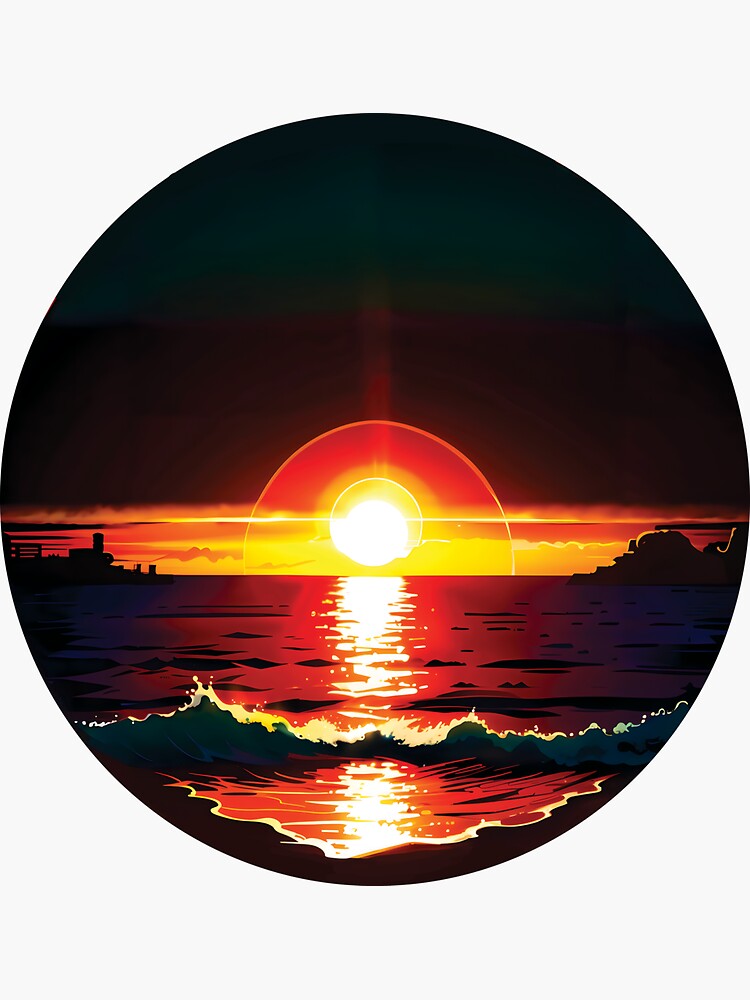 Sticker good orange sunset over sea