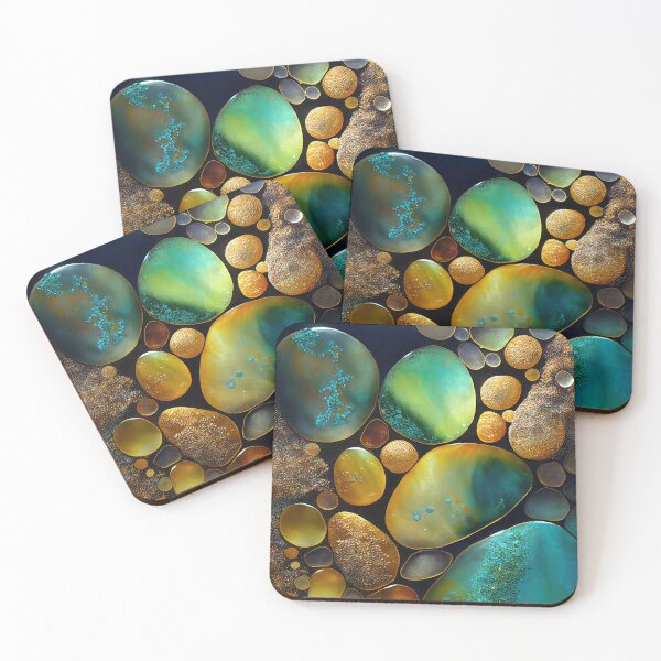 Item preview, Pointillism seaglass golden streams abstract designed and sold by Piotrek0001.