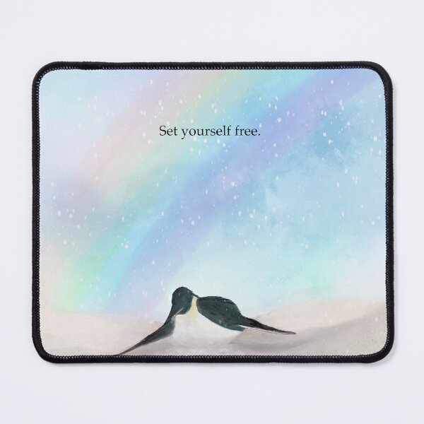 Item preview, Set yourself free, penguin art, rainbow, spirit animal designed and sold by Treasuredreams.