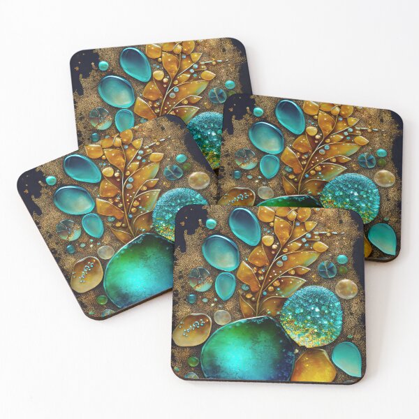 Item preview, Pointillism seaglass golden streams abstract designed and sold by Piotrek0001.