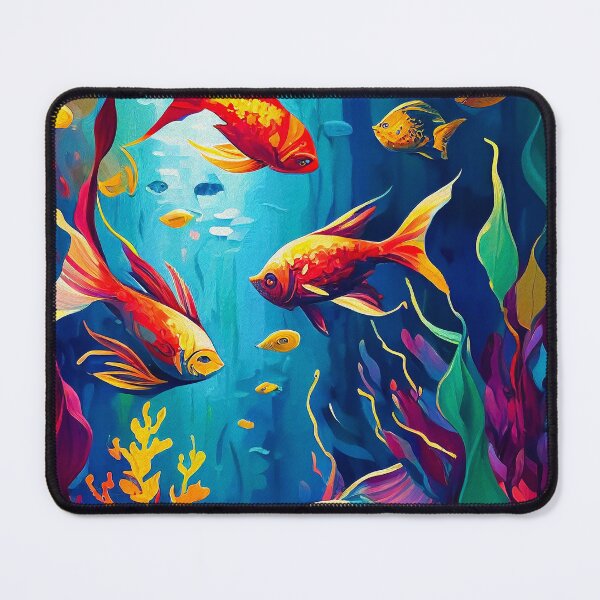 Artikelvorschau, Tropical Fish Tank Vibrant Abstract Art | Palette Knife Oil Digital Painting entworfen und verkauft von VividViews.