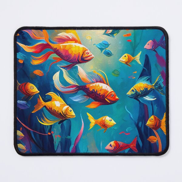Artikelvorschau, Aquarium Tropical Fish Tank Vibrant Abstract Art | Palette Knife Oil Digital Painting entworfen und verkauft von VividViews.