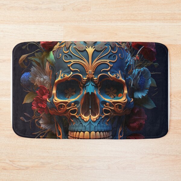 Item preview, Skull with flowers, floral skull with roses, dia de los muertos for halloween designed and sold by Flowsaiartshop.