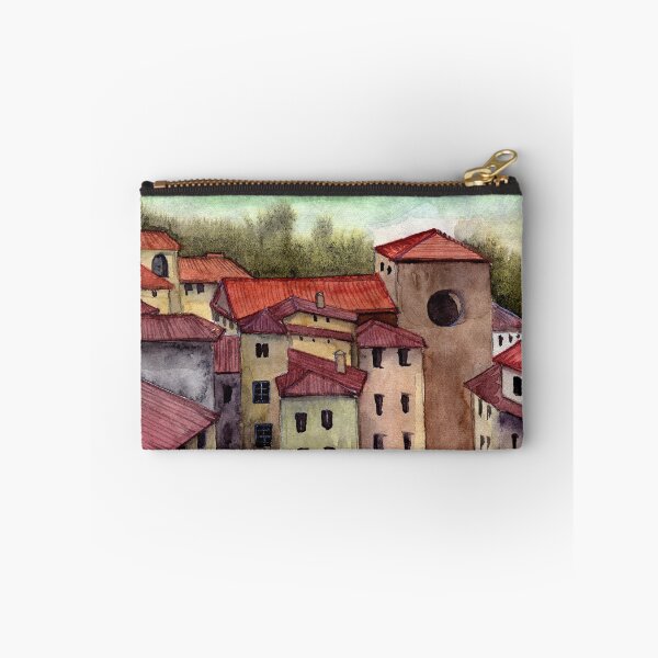 Item preview, Watercolor illustration of a picturesque Tuscan village designed and sold by MaryWatercolor.