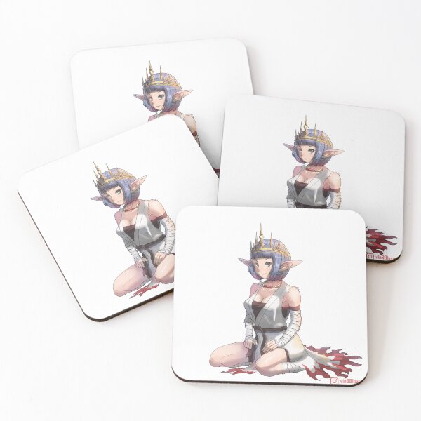 Item preview, A cute young elf  with short purple hair in white-red dress sitting on the floor designed and sold by VinLoveArtworks.