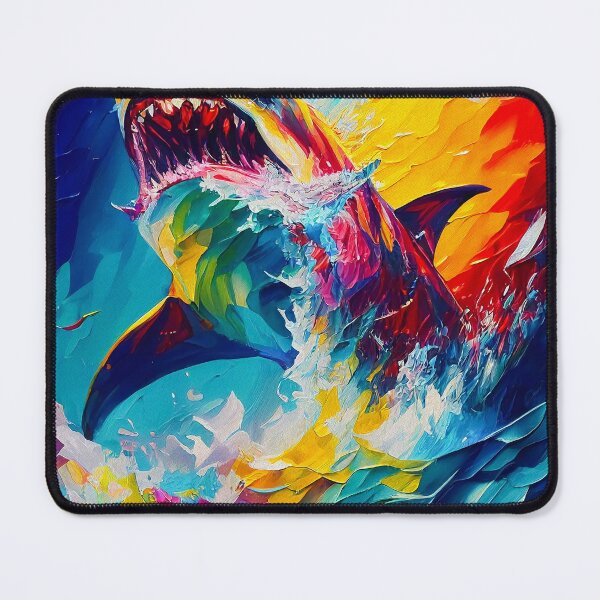 Artikelvorschau, Shark Attack Vibrant Abstract Art | Palette Knife Oil Digital Painting entworfen und verkauft von VividViews.