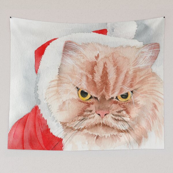Item preview, Watercolor illustration of an angry ginger cat designed and sold by MaryWatercolor.