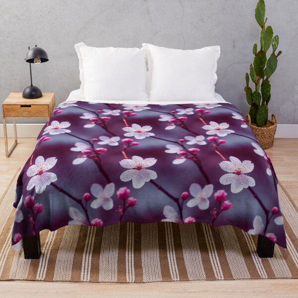 Item preview, Gorgeous Sakura Cherry Blossoms with Purple and Ruby Background Cherry Blossom Digital Seamless Repeating Pattern designed and sold by aphelionrhode.