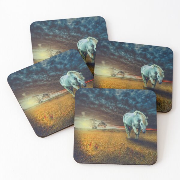 Item preview, Tired Work Horse in a field of golden grass at sunset designed and sold by S Quinn.