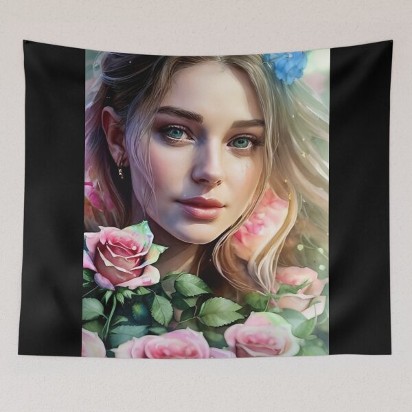 Item preview, Hermosa princesa acuarela flores aiart designed and sold by Medly.