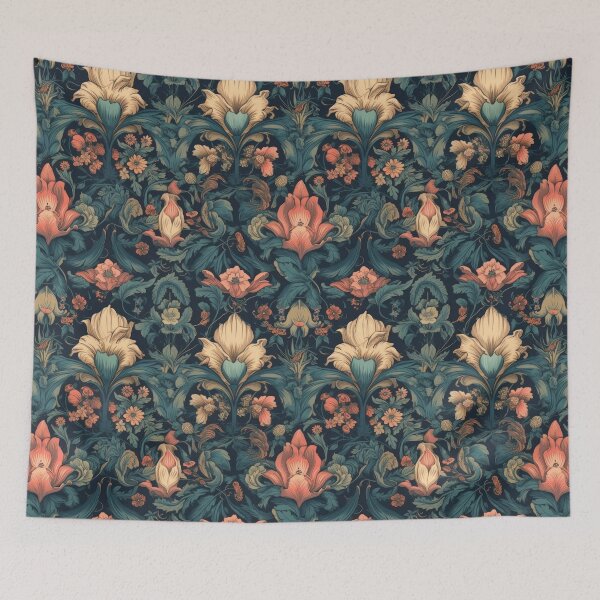 Item preview, Beautiful Ornate Baroque Red, Cream and Green Flower Motif designed and sold by ISaidBang.