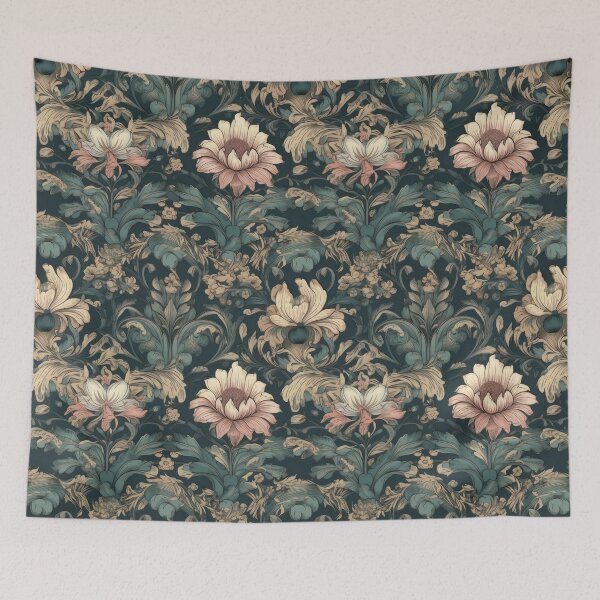 Item preview, Beautiful Ornate Baroque Cream, Pink and Green Flower Motif designed and sold by ISaidBang.
