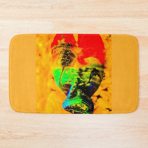 Item preview, A red green Bali face mask on yellow designed and sold by kall3bu.