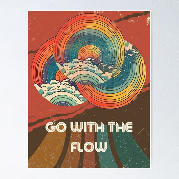 Item preview, Go with the Flow - Vintage Retro Warm Motivational Art Print  designed and sold by Dream-Palette.