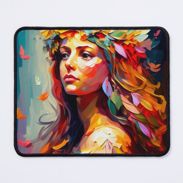 Item preview, Roman Goddess of Wild Nature Spiritual Guardian Colourful Portrait | Palette Knife Oil Digital Painting designed and sold by VividViews.