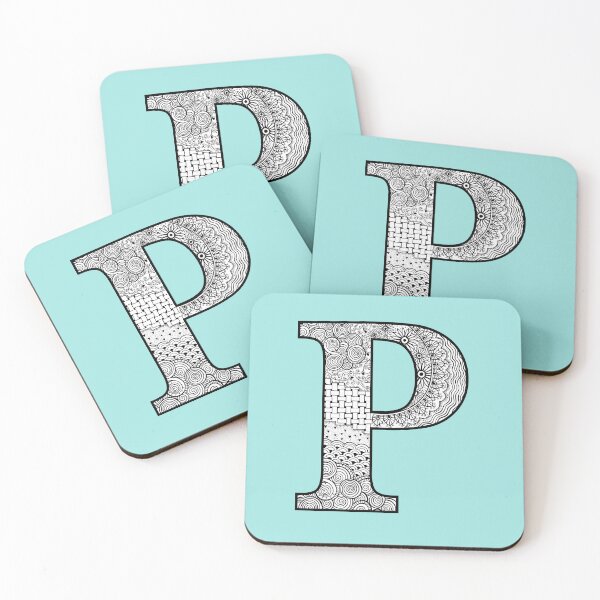 Item preview, P - Initial, monogram. From hand drawn Zentangle doodle design designed and sold by Sideofthehill.