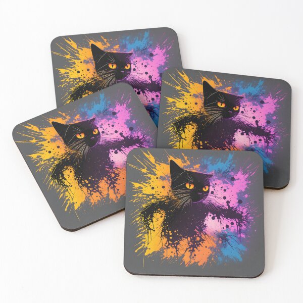 Item preview, Black Cat in the Color Clouds - Surreal - Splashes of Color designed and sold by Aaron2610.