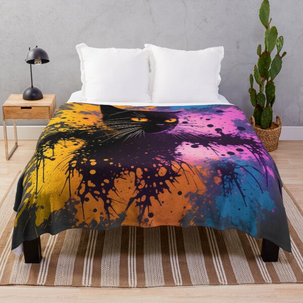 Item preview, Black Cat in the Color Clouds - Surreal - Splashes of Color designed and sold by Aaron2610.