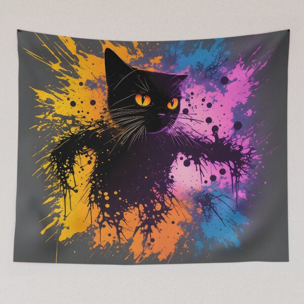 Item preview, Black Cat in the Color Clouds - Surreal - Splashes of Color designed and sold by Aaron2610.