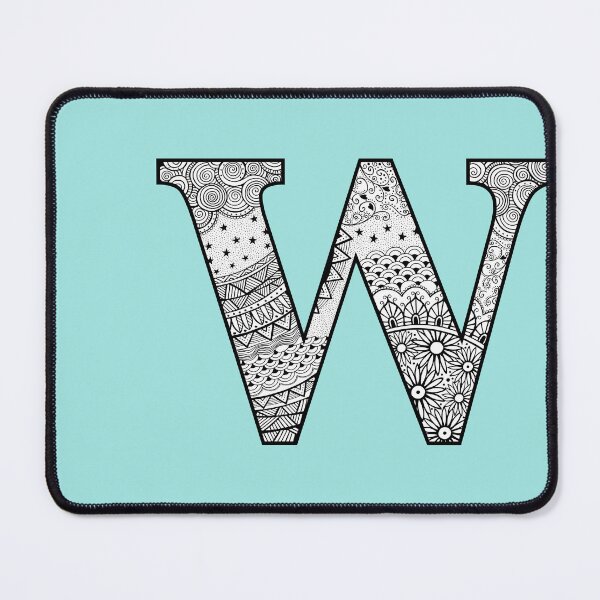 Item preview, W - Initial, monogram. From hand drawn Zentangle doodle design designed and sold by Sideofthehill.