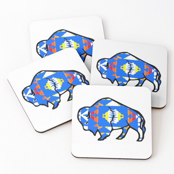 Item preview, Blue / Fire Color / White Native Print Buffalo designed and sold by JMWCD.