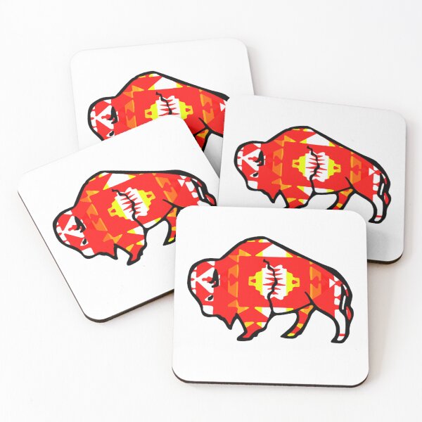 Item preview, Red / Fire Color / White Native Print Buffalo designed and sold by JMWCD.
