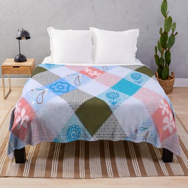 Item preview, Buffalo Plaid and Florals psychedelic graphic design, Abstraction, bold colorful abstract playful design inspired by nature designed and sold by Adri Barnard.