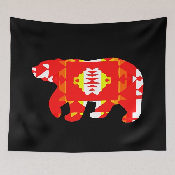 Item preview, Red / Fire Color / White Native Print Bear designed and sold by JMWCD.