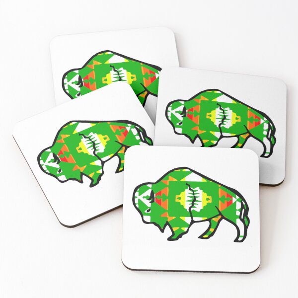 Item preview, Green / Fire Color / White Native Print Buffalo designed and sold by JMWCD.