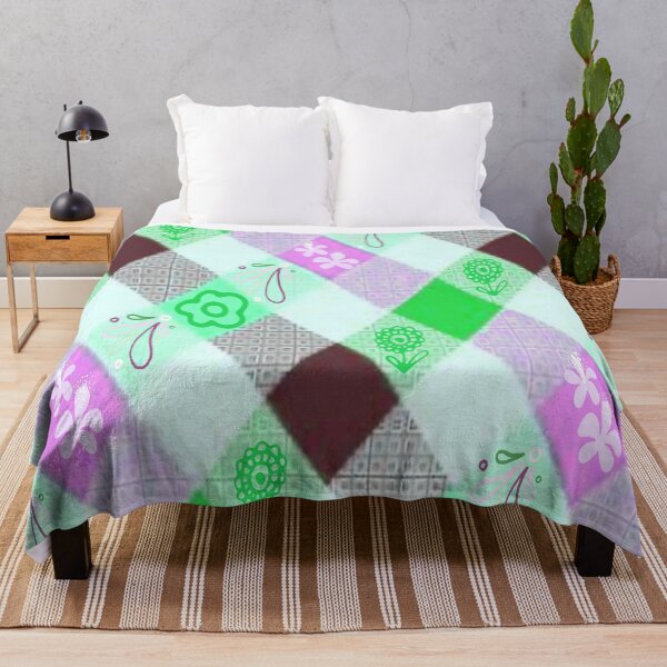 Item preview, Buffalo Plaid and Florals psychedelic graphic design 3, Abstraction, bold colorful abstract playful design inspired by nature designed and sold by Adri Barnard.