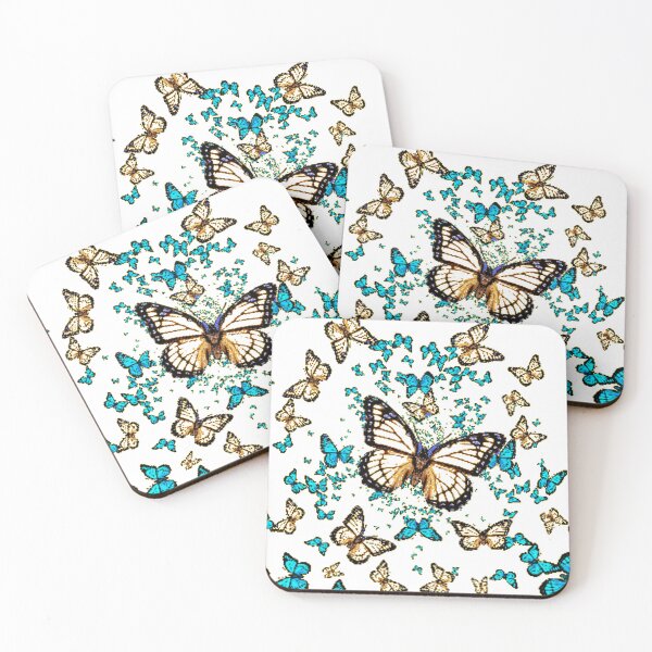 Item preview, ABSTRACTED MONARCH BUTTERFLY BLUE-WHITE PATTERN FANTASY ART designed and sold by sharlesart.