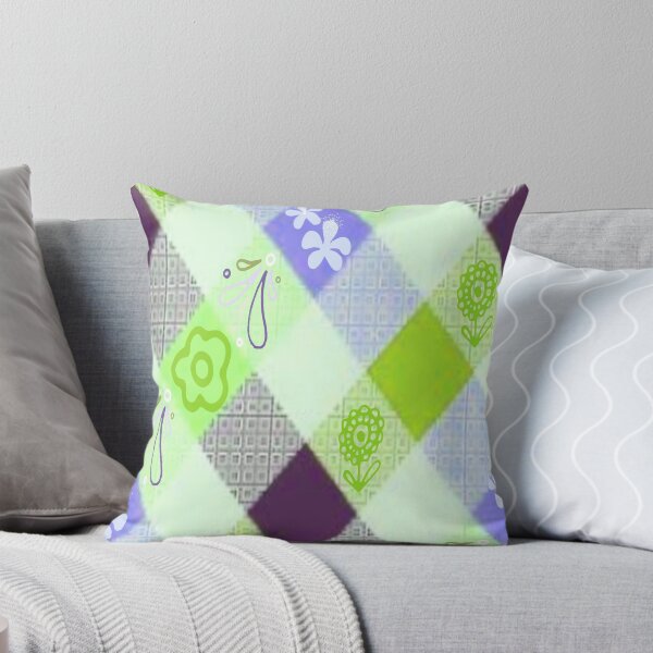 Item preview, Buffalo Plaid and Florals  psychedelic graphic design 4, Abstraction, bold colorful abstract playful design inspired by nature designed and sold by Adri Barnard.