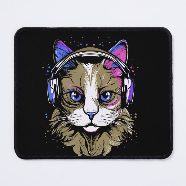 Item preview, Cat wearing headphones colorful illustration designed and sold by Gerald Waters.