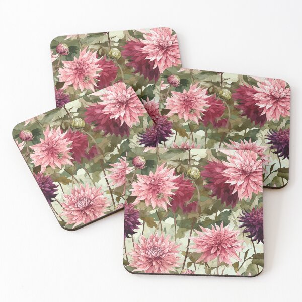 Item preview, Dahlia Flowers on White Background Pattern designed and sold by TopArtsy.