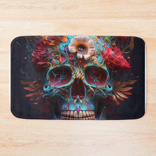 Item preview, Skull with flowers, floral skull with roses, dia de los muertos for halloween designed and sold by Flowsaiartshop.