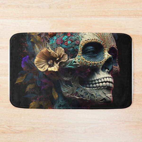 Item preview, Skull with flowers, floral skull with roses, dia de los muertos for halloween designed and sold by Flowsaiartshop.